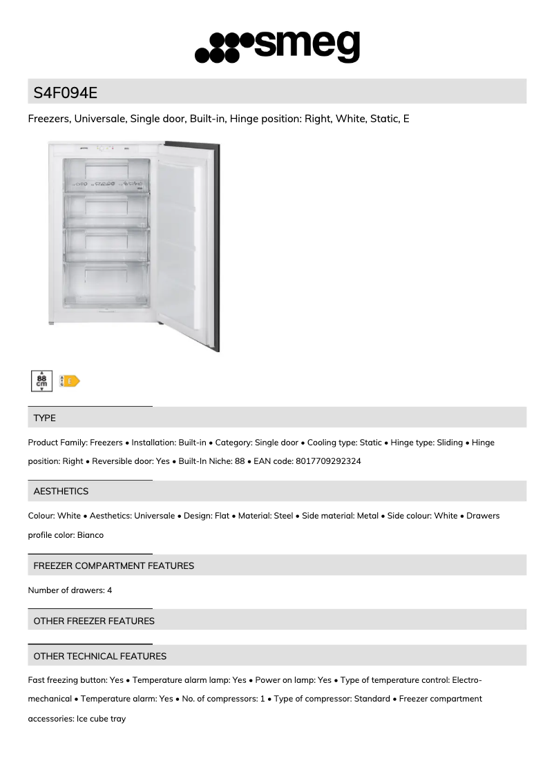 Page 1 de la notice Brochure Smeg S4F094E