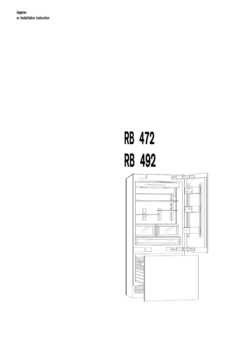 Page 1 of the manual Installation Guide Gaggenau RB492301