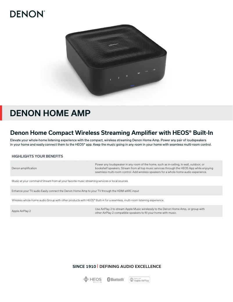 Página 1 del manual Ficha técnica Denon Home Amp