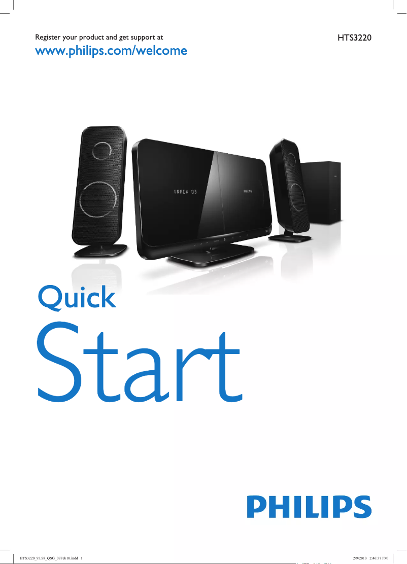 Page 1 de la notice Guide de démarrage rapide Philips HTS3220