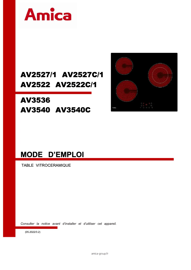 Page n°1 - Manuel utilisateur Amica AV2527/1