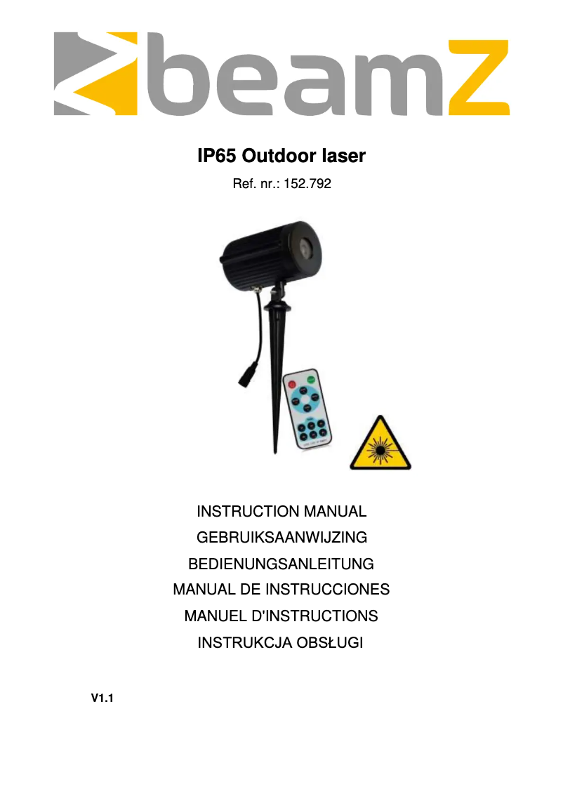 Image de la première page du manuel de l'appareil IP65 Outdoor laser