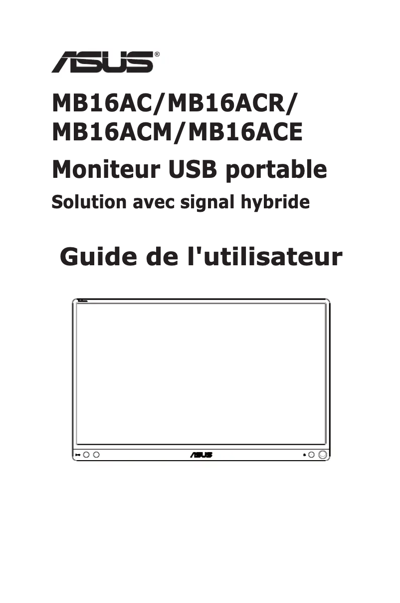 Page 1 de la notice Manuel utilisateur Asus ZenScreen MB16ACR