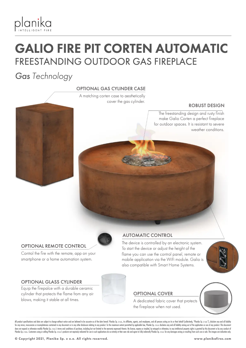 Page n°1 - Fiche technique Planika Galio