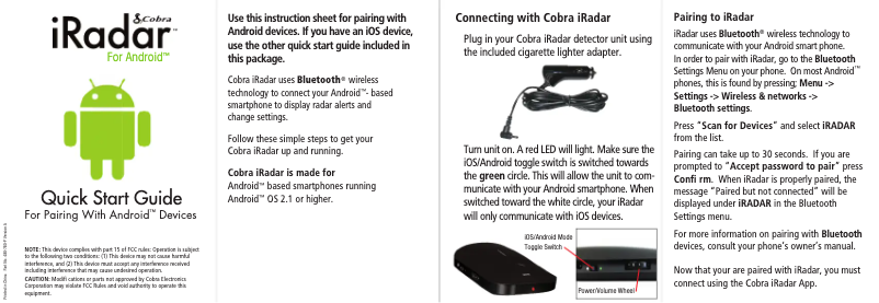 Página 1 del manual Guía de inicio rápido Cobra iRadar 150