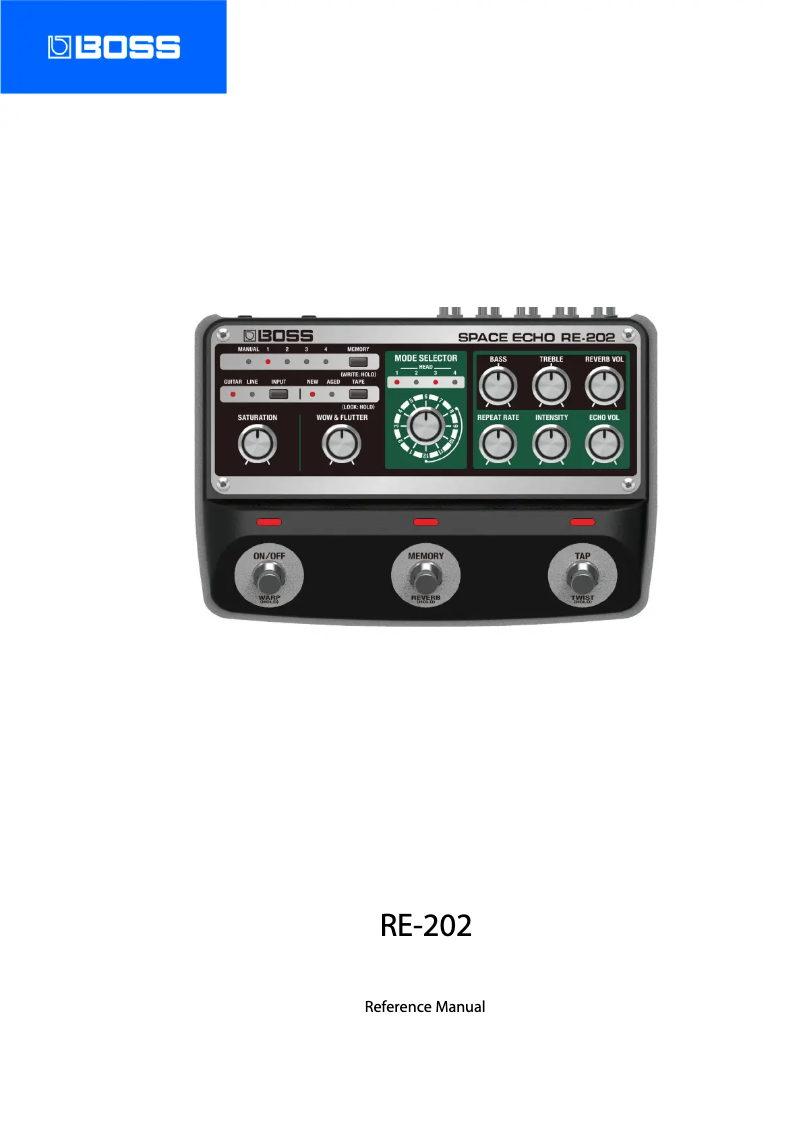 Image de la première page du manuel de l'appareil Space Echo RE-202