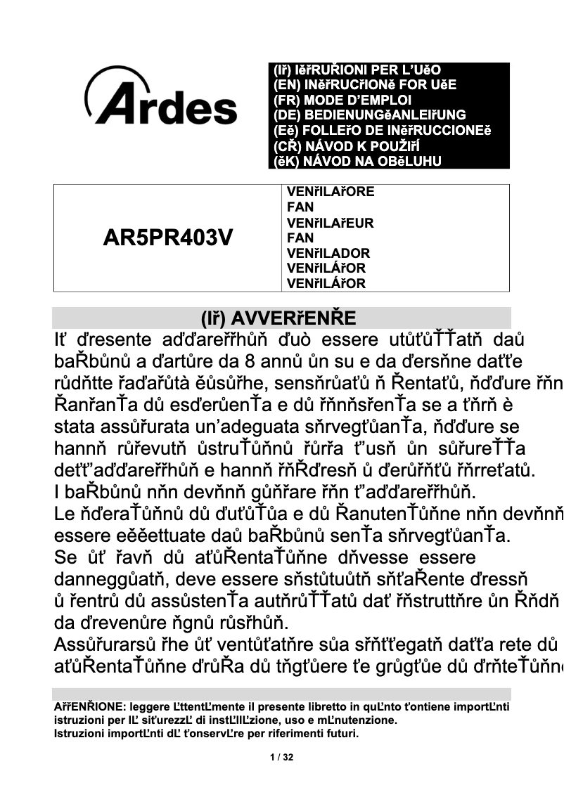 Page n°1 - Manuel utilisateur Ardes AR5PR403V