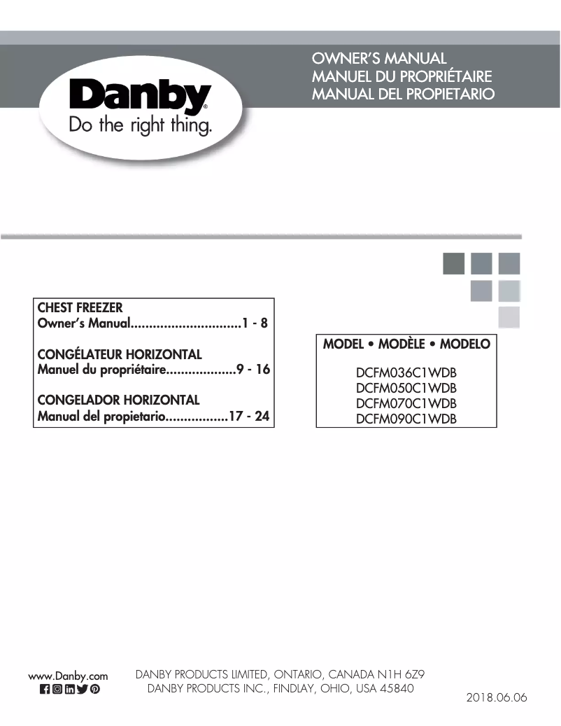 Page 1 de la notice Manuel utilisateur Danby DCFM036C1WDB