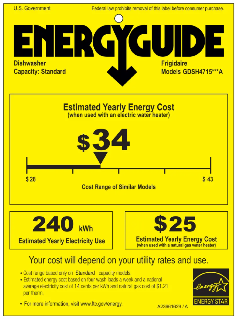 Page n°1 - Label énergétique Frigidaire GDSH4715AF