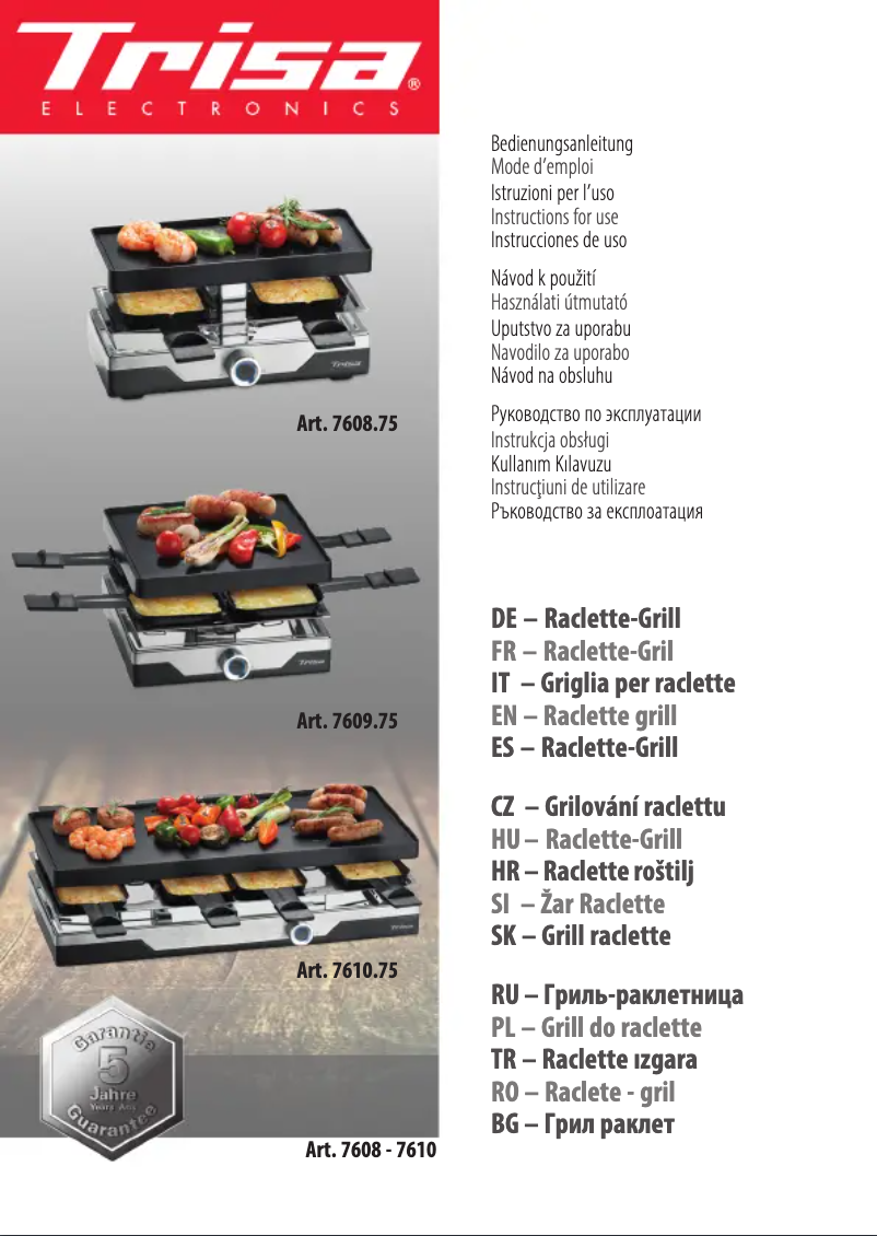 Page n°1 - Manuel utilisateur Trisa Premium 7609.75