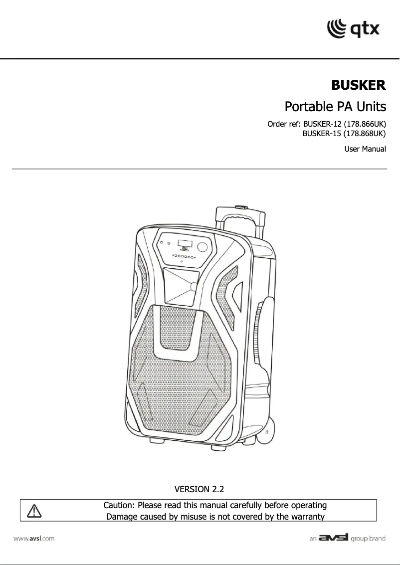 Page 1 de la notice Manuel utilisateur Qtx BUSKER-15
