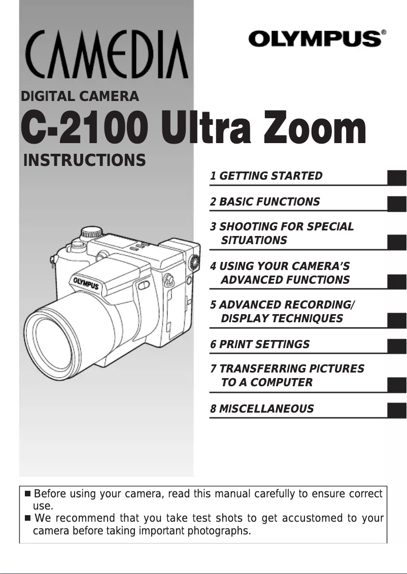 Page 1 de la notice Manuel utilisateur Olympus C-2100