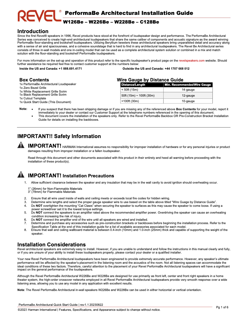 Page n°1 - Manuel utilisateur Revel PerformaBe W228Be