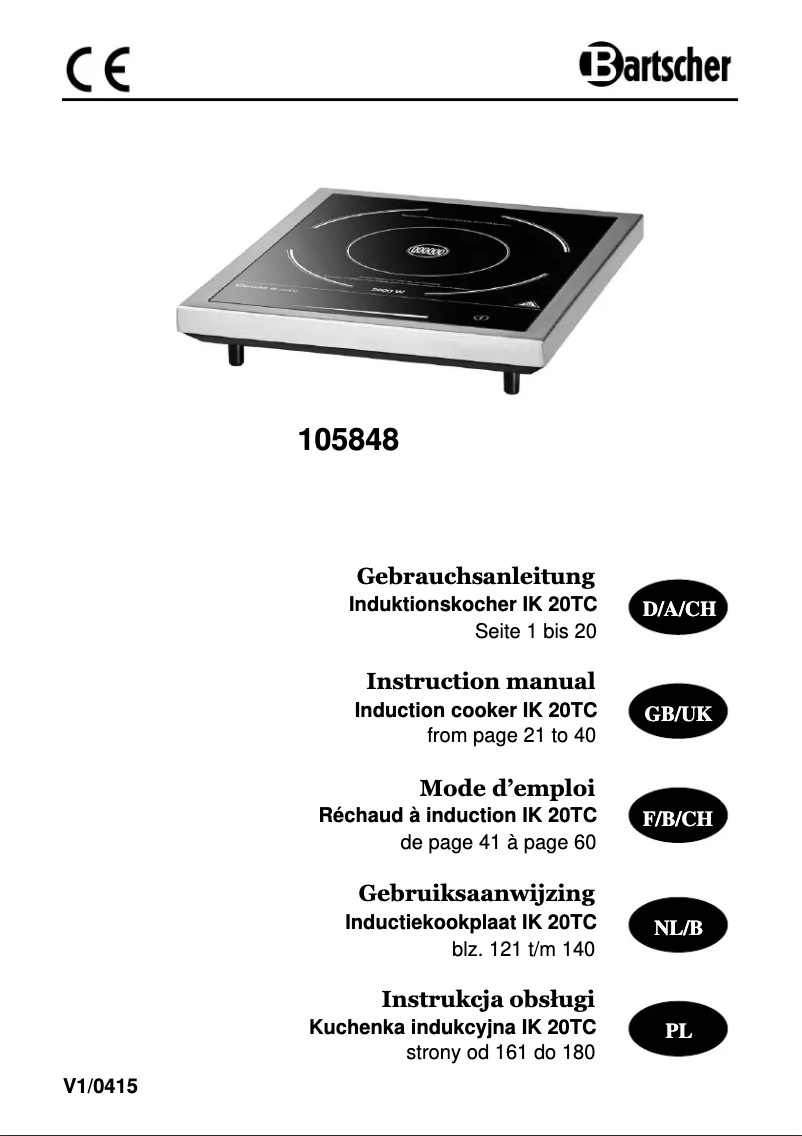Page 1 de la notice Manuel utilisateur Bartscher IK 20TC