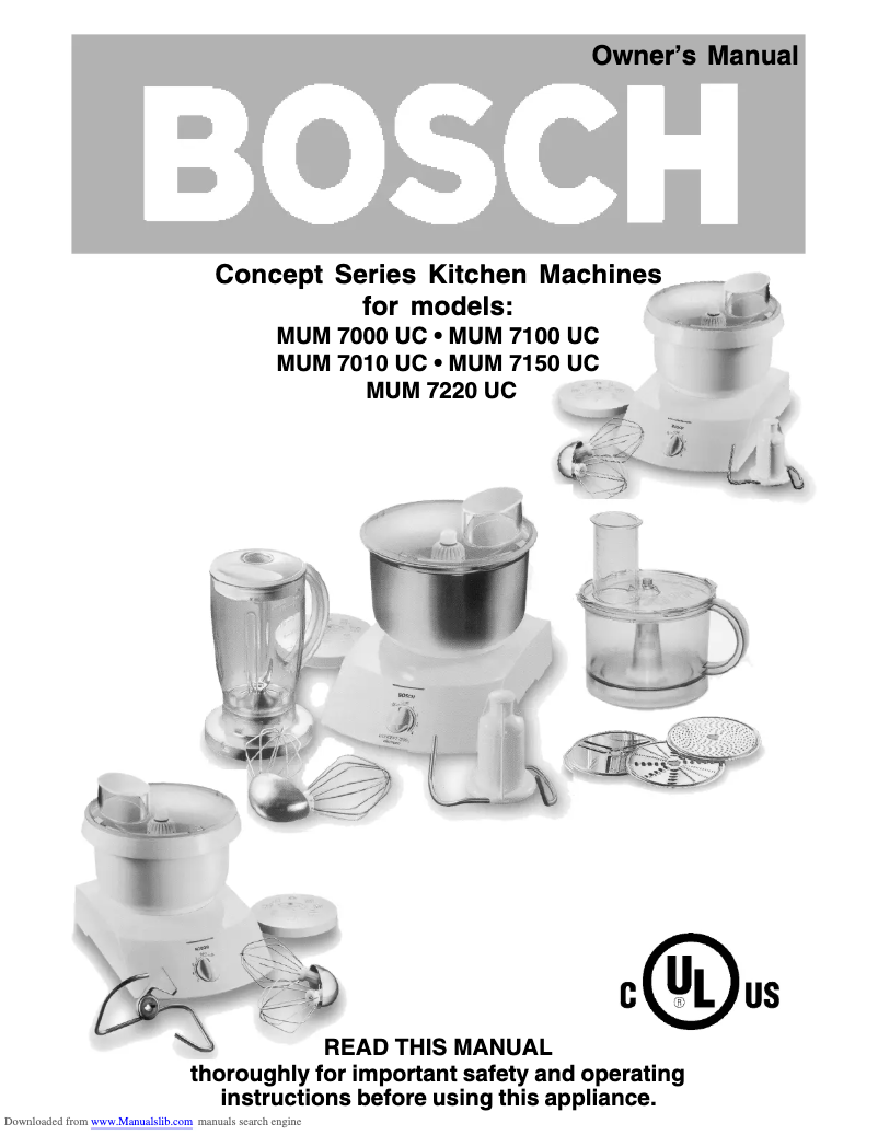 Page n°1 - Manuel utilisateur Bosch MUM 7150