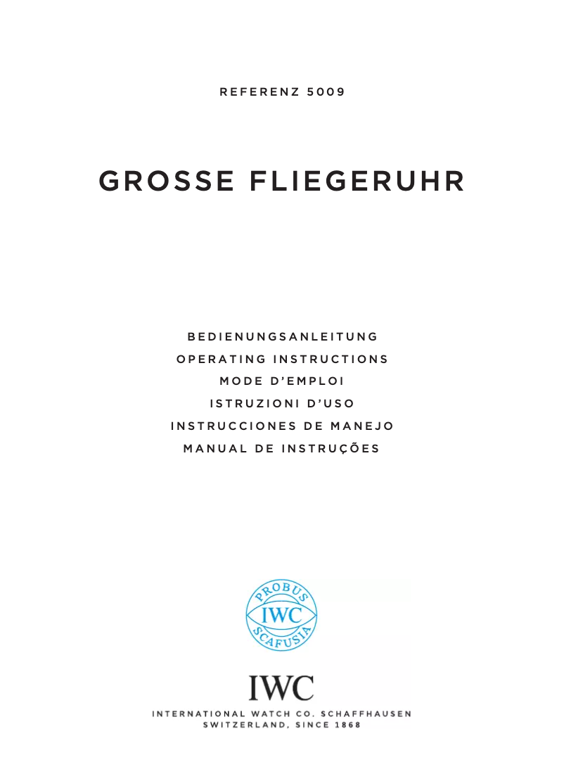 Image de la première page du manuel de l'appareil Big Pilot 5009