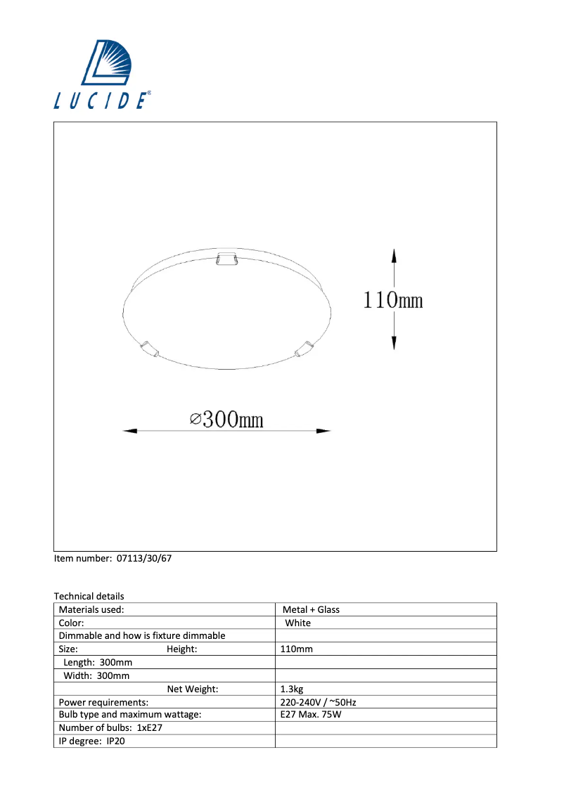 Image de la première page du manuel de l'appareil Albastro 07113/30/67