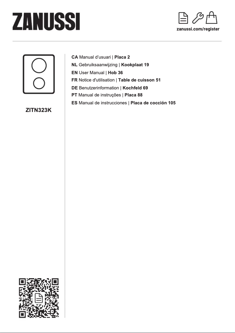 Page 1 de la notice Manuel utilisateur Zanussi ZITN323K