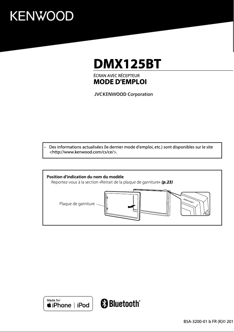 Page 1 de la notice Manuel utilisateur Kenwood DMX125BT