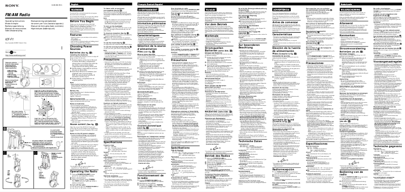 Image de la première page du manuel de l'appareil ICF-F1