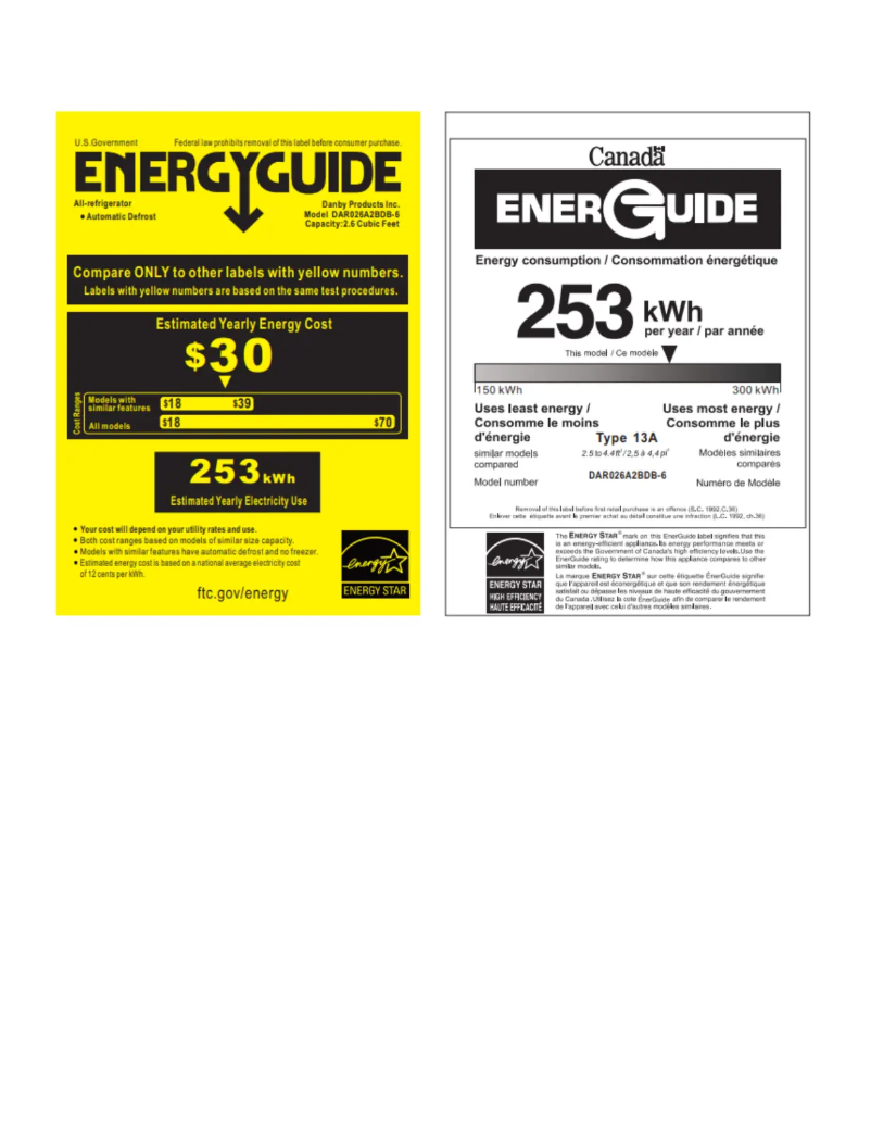 Page n°1 - Label énergétique Danby DAR026A2BDB-6