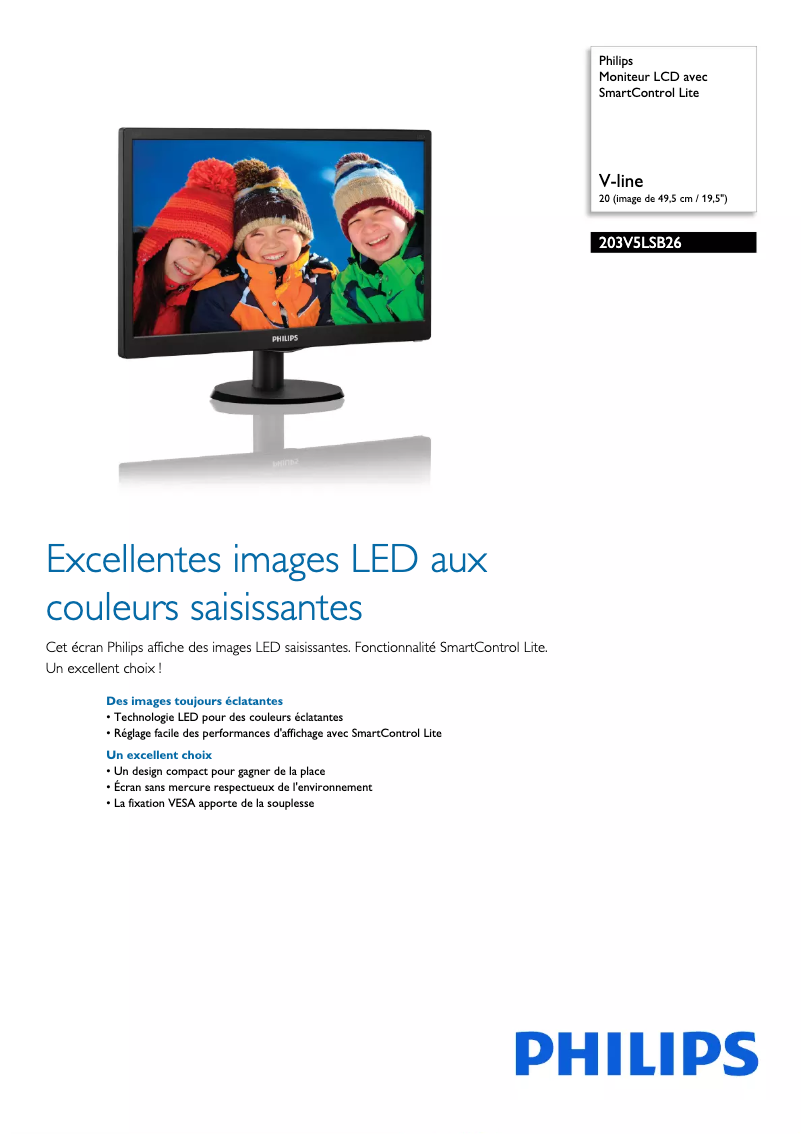 Page n°1 - Fiche technique Philips 203V5LSB26