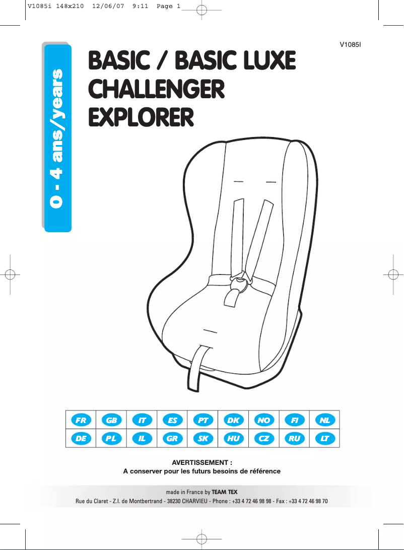 Image de la première page du manuel de l'appareil Challenger