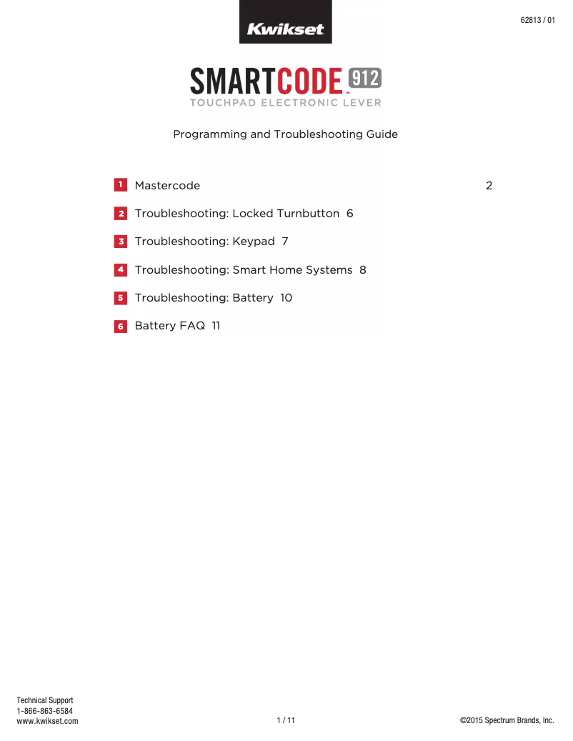 Page 1 de la notice Manuel utilisateur Kwikset SmartCode 912