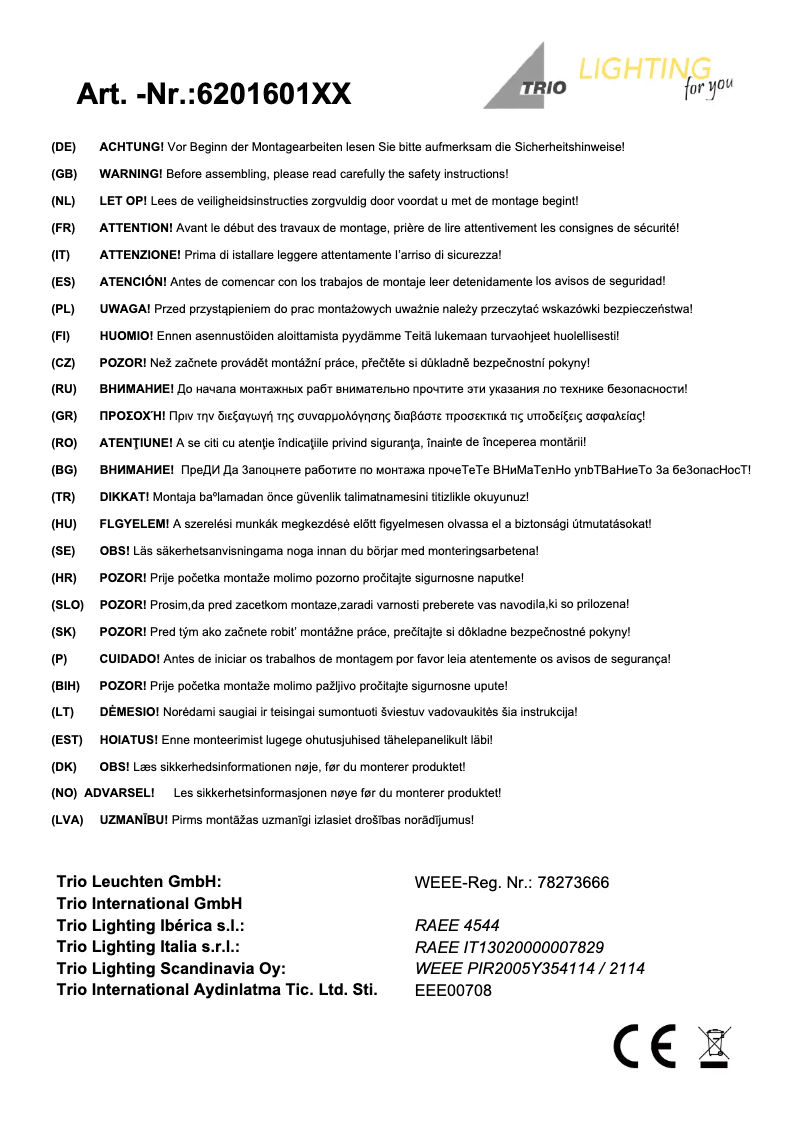 Image de la première page du manuel de l'appareil Trave 620160101