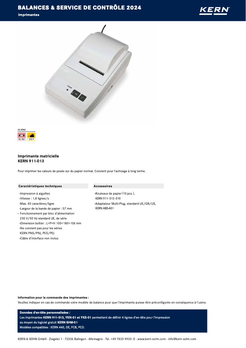 Page 1 de la notice Brochure Kern 911-013