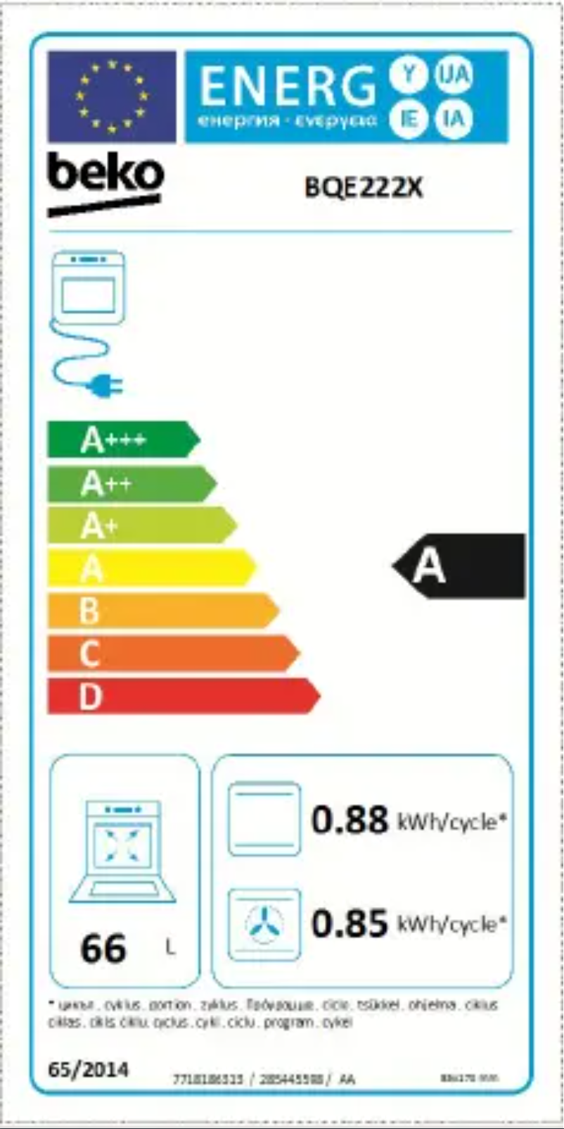 Page n°1 - Label énergétique Beko QSE222X