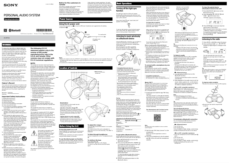 Page n°1 - Manuel utilisateur Sony ZS-BTY50