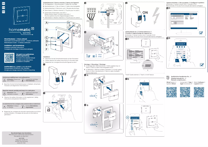 Page 1 of the manual User Manual Homematic IP HmIPW-WRC2-A