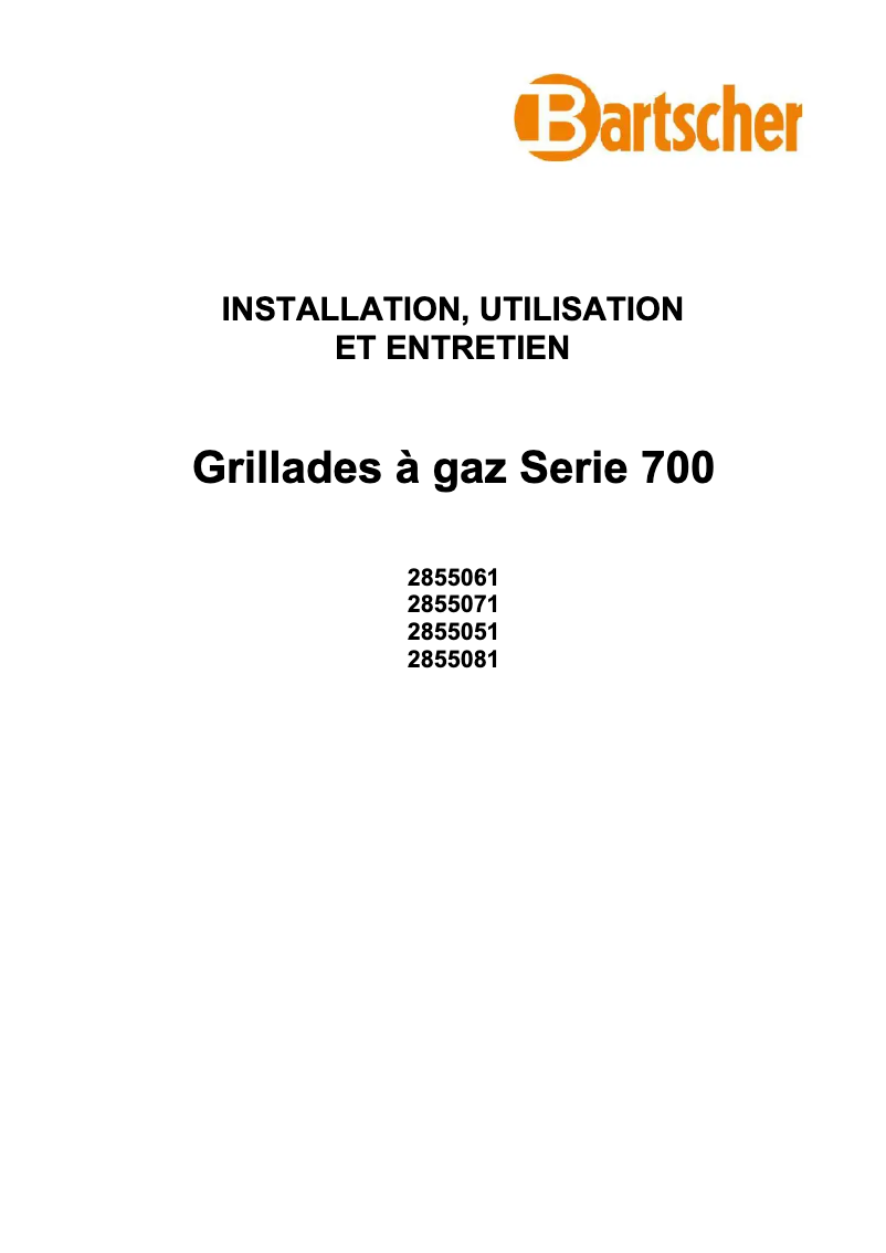 Page 1 de la notice Manuel utilisateur Bartscher 2855051