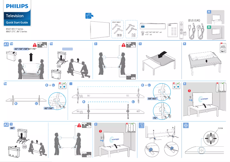 Page 1 de la notice Guide de démarrage rapide Philips 50PUS8507