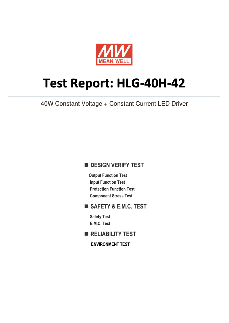 Page n°1 - Fiche technique Mean Well HLG-40H-42