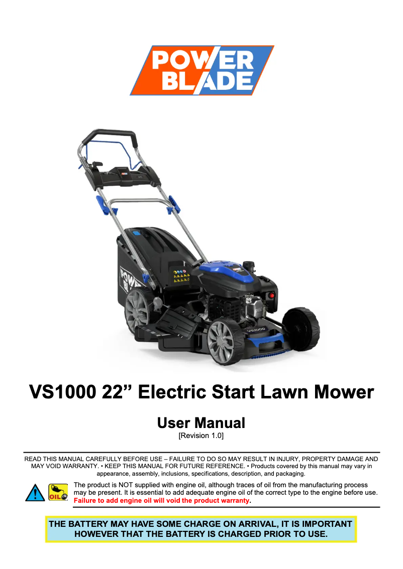 Page n°1 - Manuel utilisateur Powerblade VS1000