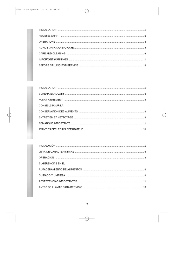 Page 1 de la notice Manuel utilisateur LG GC-039
