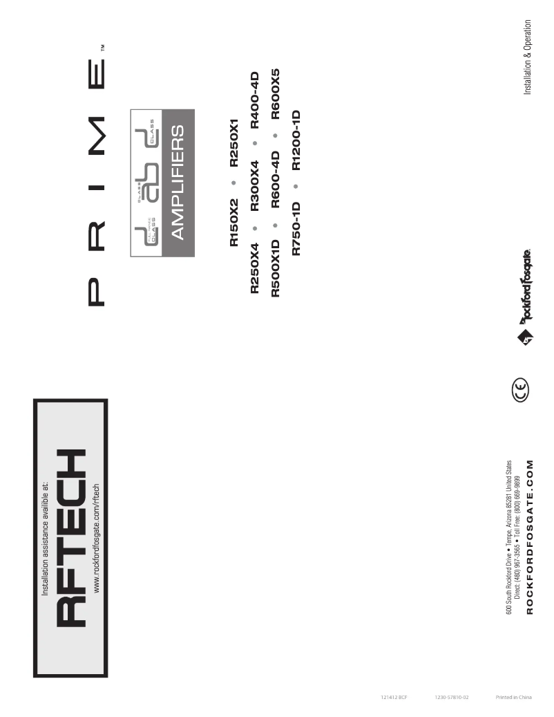 Page n°1 - Manuel utilisateur Rockford Fosgate R600-4D
