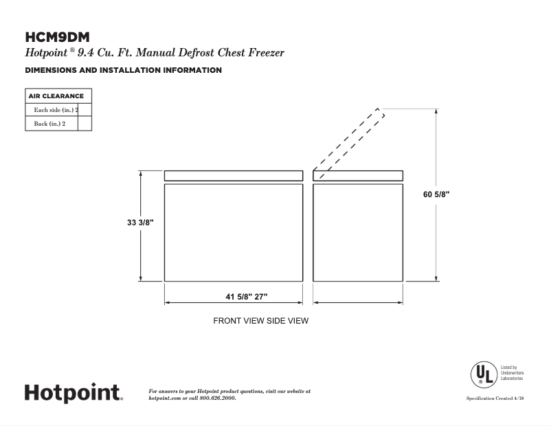 Page n°1 - Fiche technique Hotpoint HCM9DMWW