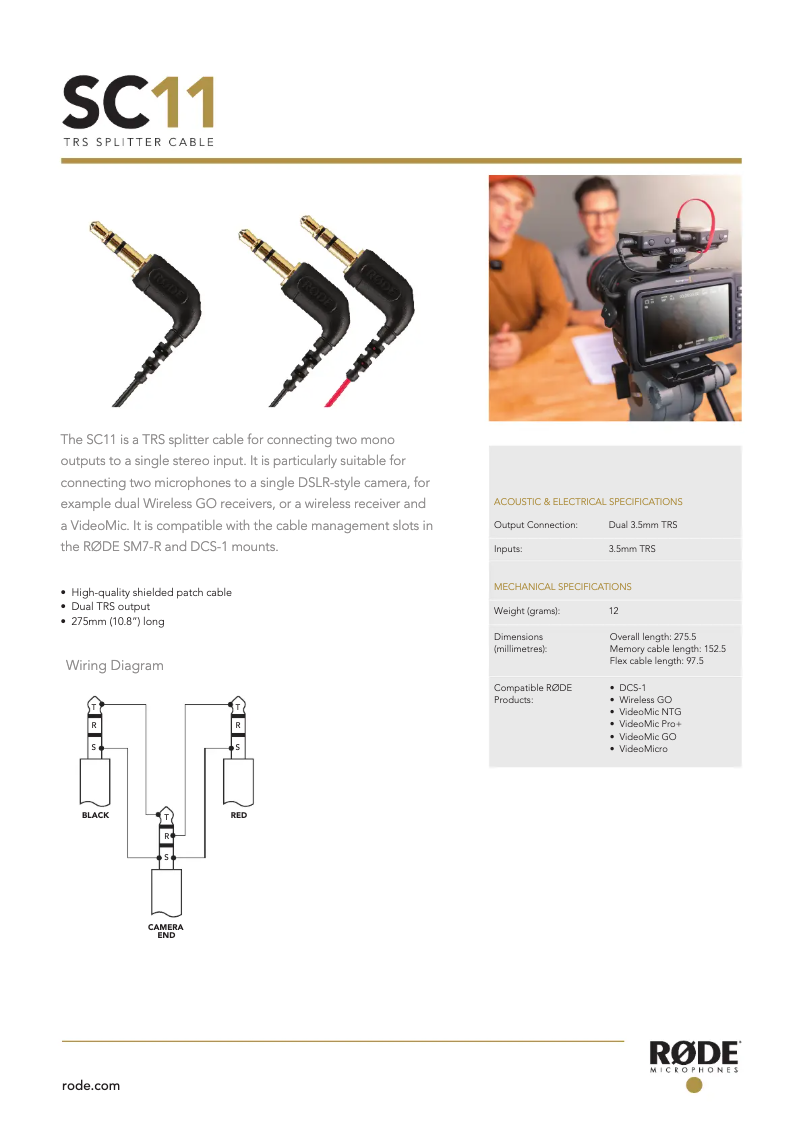 Page n°1 - Manuel utilisateur Røde SC11