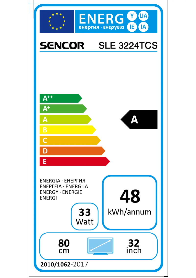 Página 1 del manual Etiqueta energética Sencor SLE 3224TCS