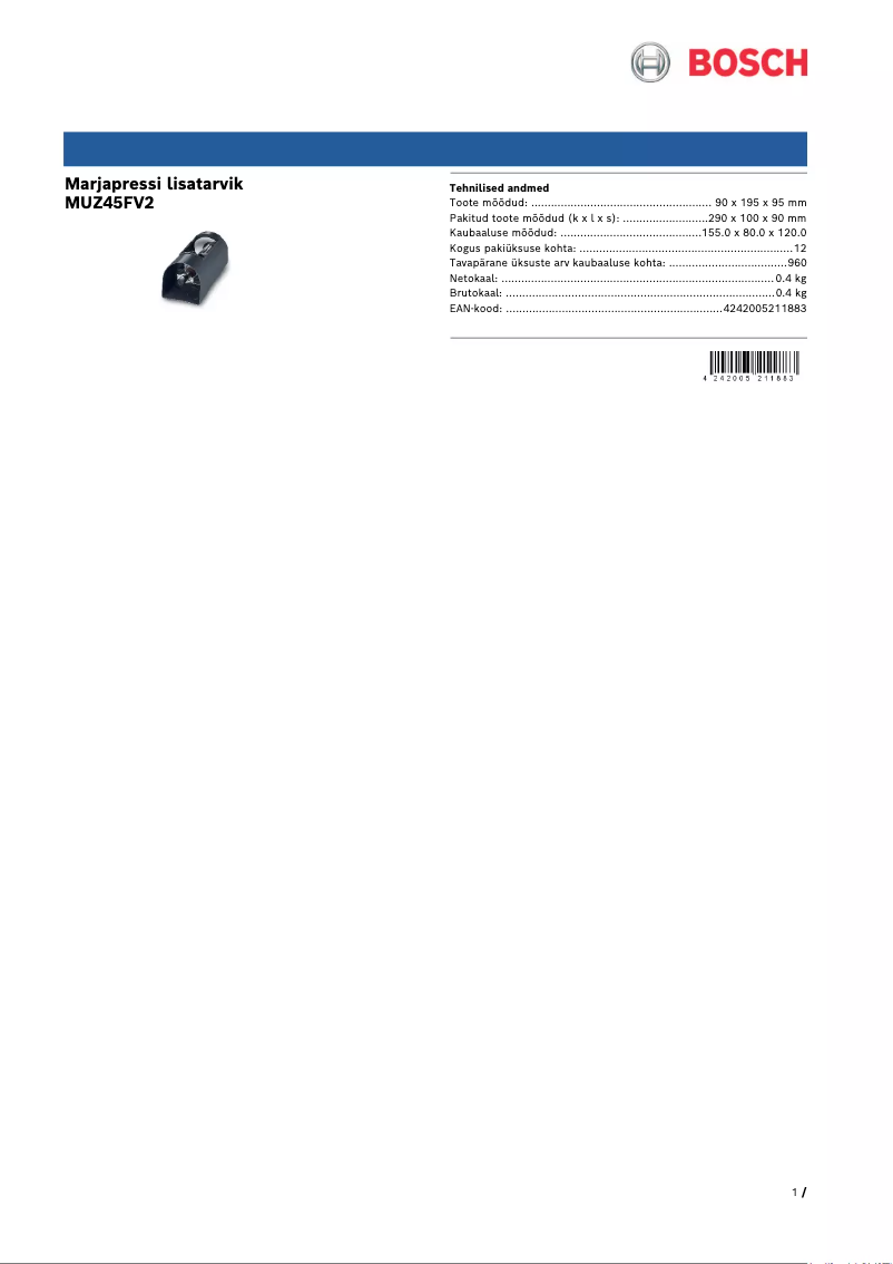 Página 1 del manual Manual de usuario Bosch MUZ45FV2