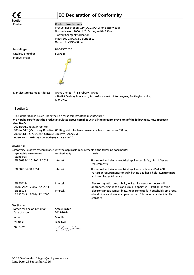 Page n°1 - Manuel utilisateur Challenge N0E-15ET-230