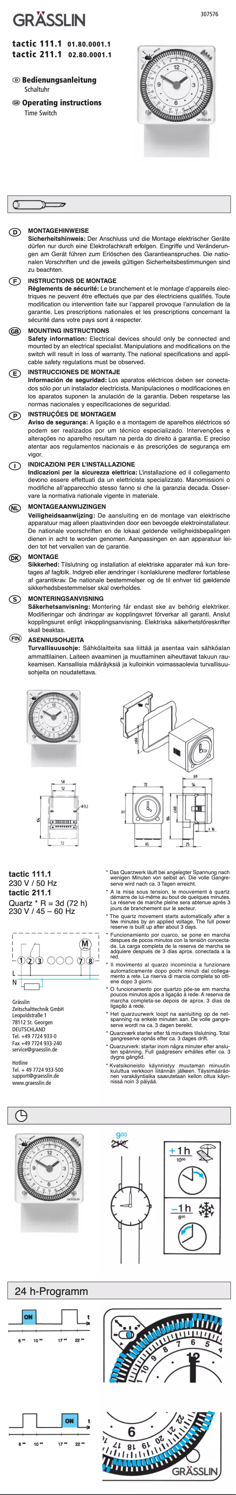 Page 1 de la notice Manuel utilisateur Grässlin tactic 111 A