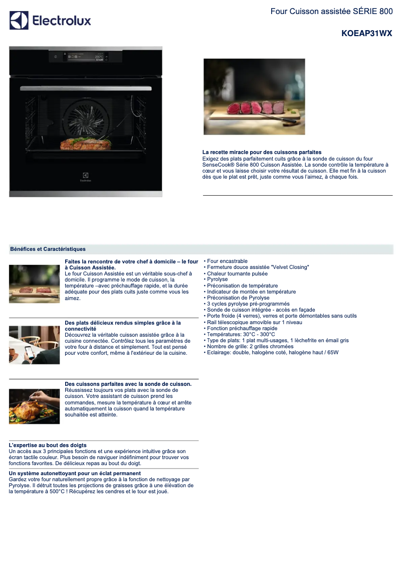Page n°1 - Fiche technique Electrolux KOEAP31WX