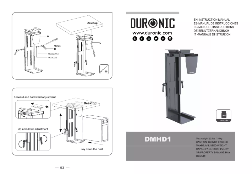 Page 1 de la notice Manuel utilisateur Duronic DMHD1