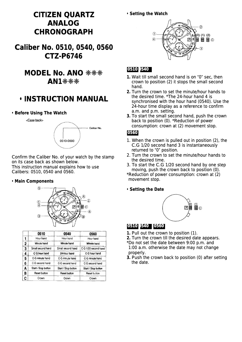 Image de la première page du manuel de l'appareil Cal 0540