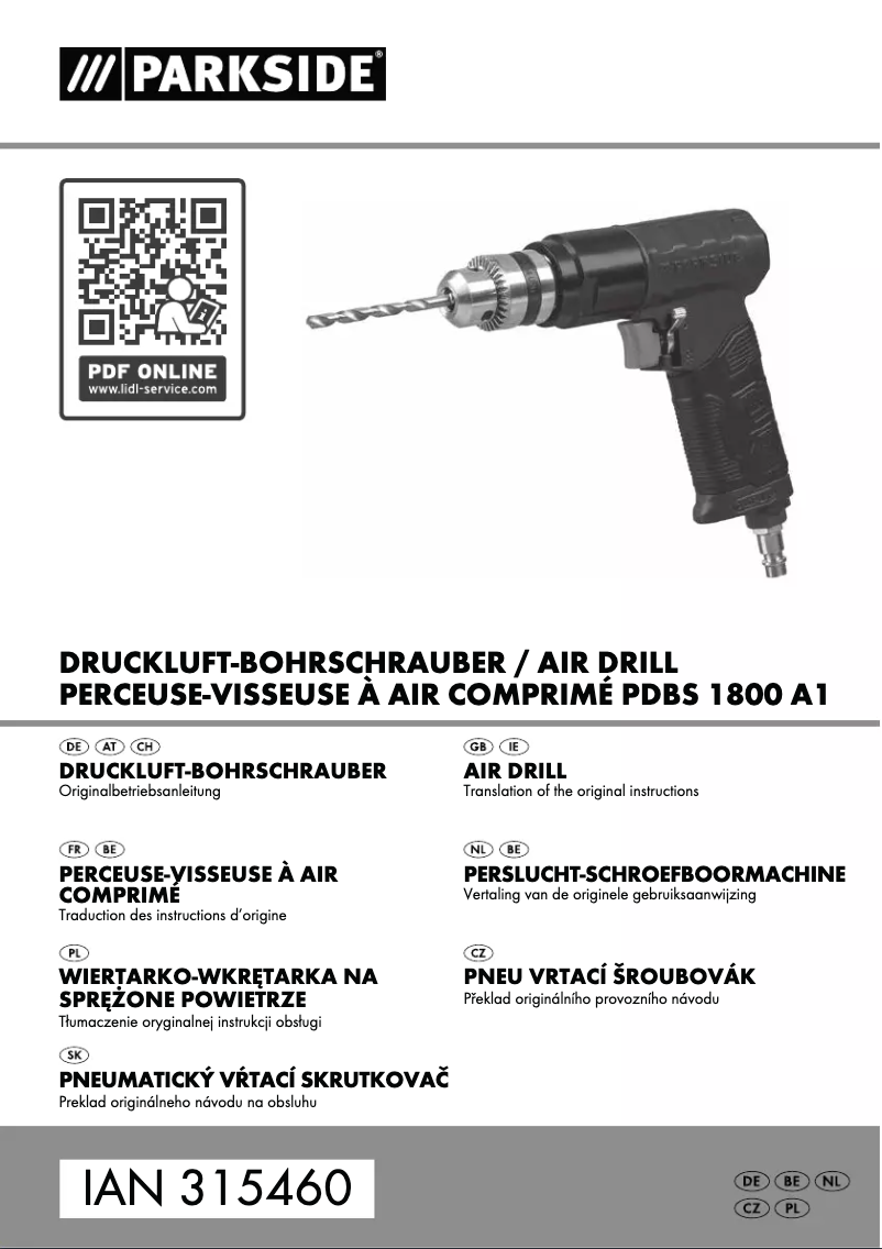 Page 1 de la notice Manuel utilisateur Parkside PDBS 1800 A1
