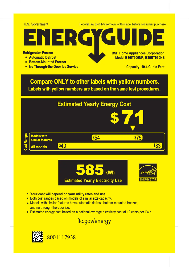 Página 1 del manual Etiqueta energética Bosch B36IT900NP